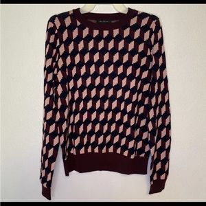 NWOT Ann Taylor Women’s Herringbone style patterned stretch knit sweater size L